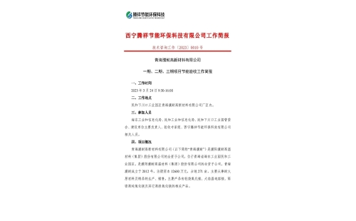 青海濮耐高新材料有限公司一期、二期、三期項目節(jié)能驗收工作簡報